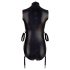 Cottelli Bondage - Glanzend mouwloos body met armboeien (zwart) - XL