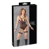 Cottelli Bondage - body met metalen ringen en polsboeien - zwart