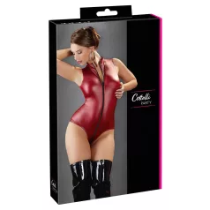Cottelli Party - body zonder mouwen - glanzend - rits - rood