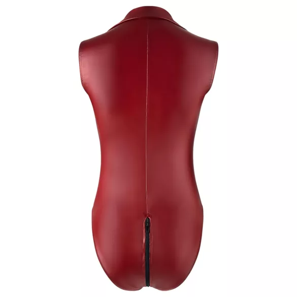 Cottelli Party - glanzende, mouwloze body met ritssluiting (rood) - XL