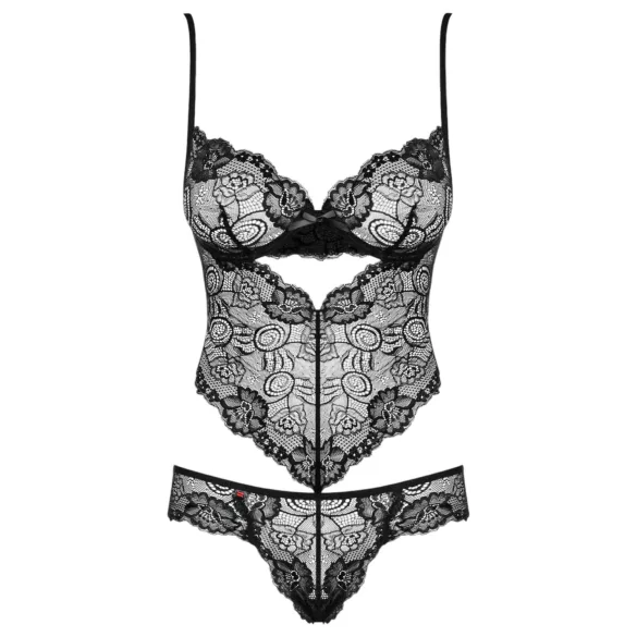 Obsessive - body - kanten bloemenmotief - zwart