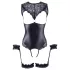 Cottelli Bondage - open body met boeien - glanzend zwart - L