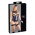 Cottelli Bondage - open body met boeien - glanzend zwart - XL