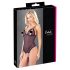 Cottelli - Kanten body met parels & open design (zwart)