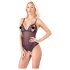 Cottelli - Kanten body met parels & open design (zwart)