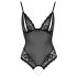 Cottelli - Kanten body met parels & open design (zwart)