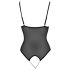 Cottelli - Kanten body met parels & open design (zwart)
