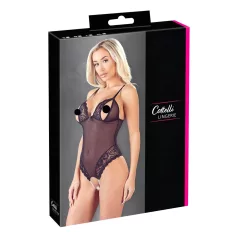 Cottelli - open body - kant en parels - zwart - M