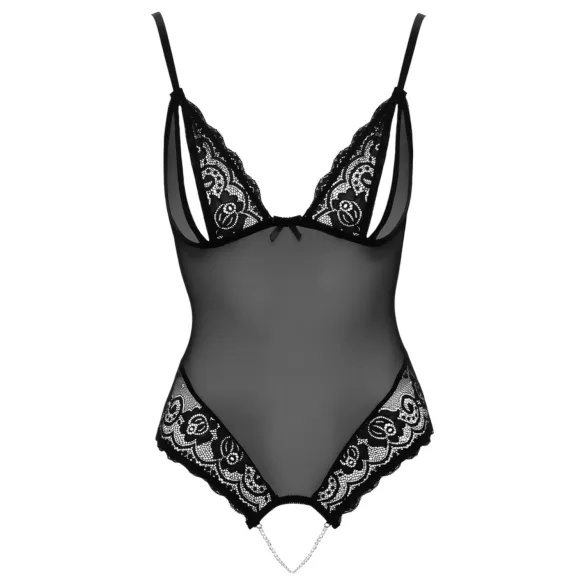 Cottelli - open body - kant en parels - zwart - L