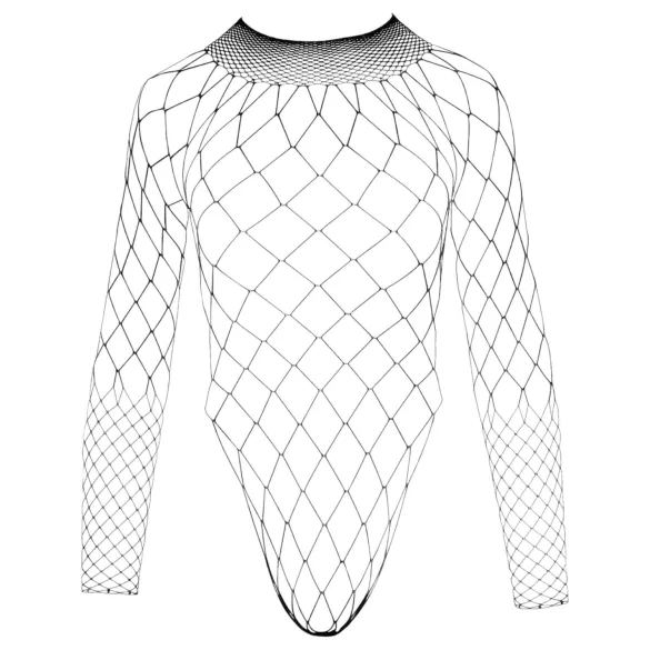 NO:XQSE - zwarte net body met lange mouwen van mesh (S-L)