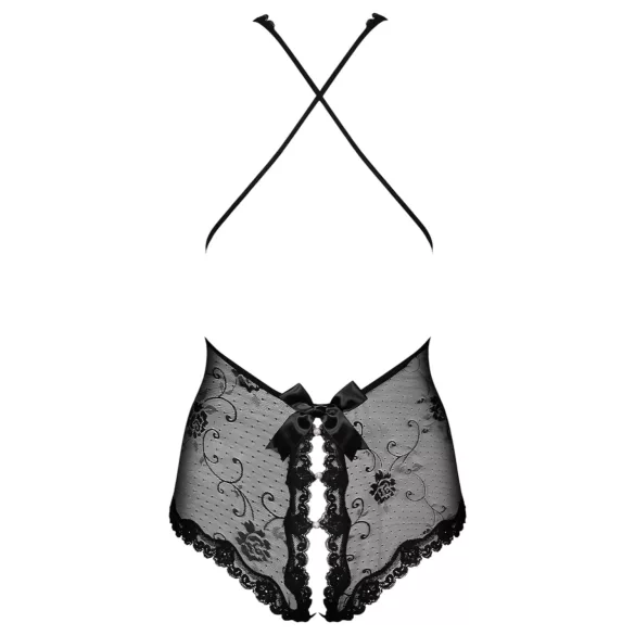 Obsessive Fiorenta - open body met parels - kanten lingerie - zwart