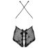 Obsessive Fiorenta - open, parel, kanten body (zwart) - L/XL