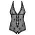 Obsessive Fiorenta - open, parel, kanten body (zwart) - L/XL