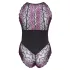 Cottelli Plus Size - bloemen body - zwart/paars