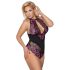 Cottelli Plus Size - Bloemige Body (zwart-paars) - 4XL