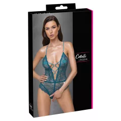 Cottelli - open body met vetersluiting en kant - groen