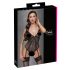 Cottelli - kanten body met jarretels, open ontwerp (zwart)