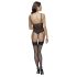 Cottelli - kanten body met jarretels, open ontwerp (zwart)
