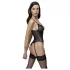 Cottelli - open body met jarretelles en kant - zwart - M
