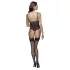 Cottelli - open body met jarretelles en kant - zwart - M