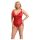 Cottelli Curves - bodysuit grote maten - transparant kant - rood - 3XL