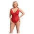 Cottelli Curves - bodysuit grote maten - transparant kant - rood - 3XL