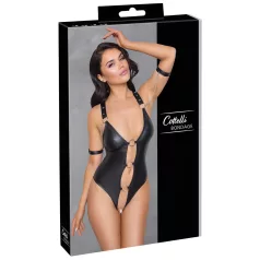 Cottelli Bondage - open body met ringen - glanzend zwart