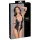Cottelli Bondage - open body met ringen - glanzend zwart - M