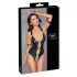 Cottelli Bondage - open body met ringen - glanzend zwart - M