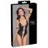 Cottelli Bondage - open body met ringen - glanzend zwart - XL