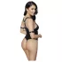 Cottelli Bondage - open body met ringen - glanzend zwart - XL