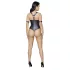 Cottelli Bondage - open body met ringen - glanzend zwart - XL