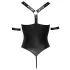 Cottelli Bondage - open body met ringen - glanzend zwart - XL