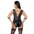 Cottelli Bondage - body met kant en halternek - zwart - M