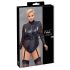 Cottelli Bondage Plus Size - kanten body met lange mouwen (zwart) - 2XL