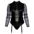 Cottelli Bondage Plus Size - kanten body met lange mouwen (zwart) - 2XL