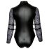 Cottelli Bondage Plus Size - kanten body met lange mouwen (zwart) - 2XL