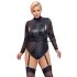 Cottelli Bondage Plus Size - kanten body met lange mouwen (zwart) - 3XL