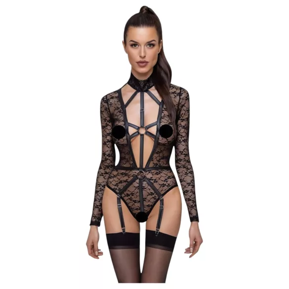 Cottelli - transparant body met bandjes - zwart - L