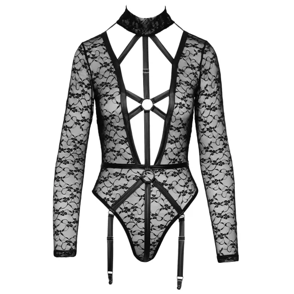 Cottelli - transparant body met bandjes - zwart - L