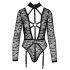 Cottelli - transparante, bandjes body (zwart) - L