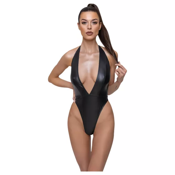 Cottelli Party - body met halsband - glanzend - zwart