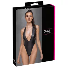 Cottelli Party - body met halsband - glanzend - zwart - M