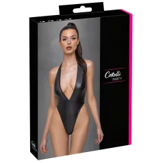 Cottelli Party - body met halsband - glanzend - zwart - M
