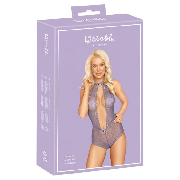 Kissable - body met nekband - kanten lingerie - paars - L/XL