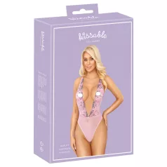 Kissable - body met geborduurde rozen - roze - L/XL