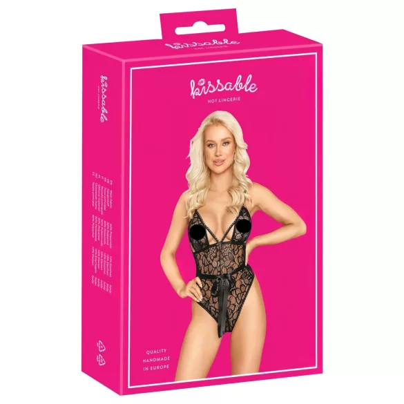 Kissable - kanten body (zwart) - L/XL