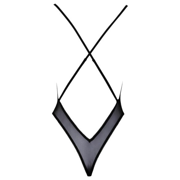 Kissable - roze geborduurde body (zwart)