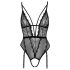 Cottelli - Open body met jarretels (zwart) - M