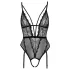 Cottelli - open body met bandjes en jarretels - zwart - M